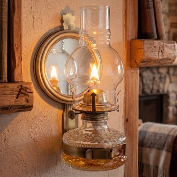 Brilagi - Lampa naftowa MERLIN z lustrem, złota/patyna