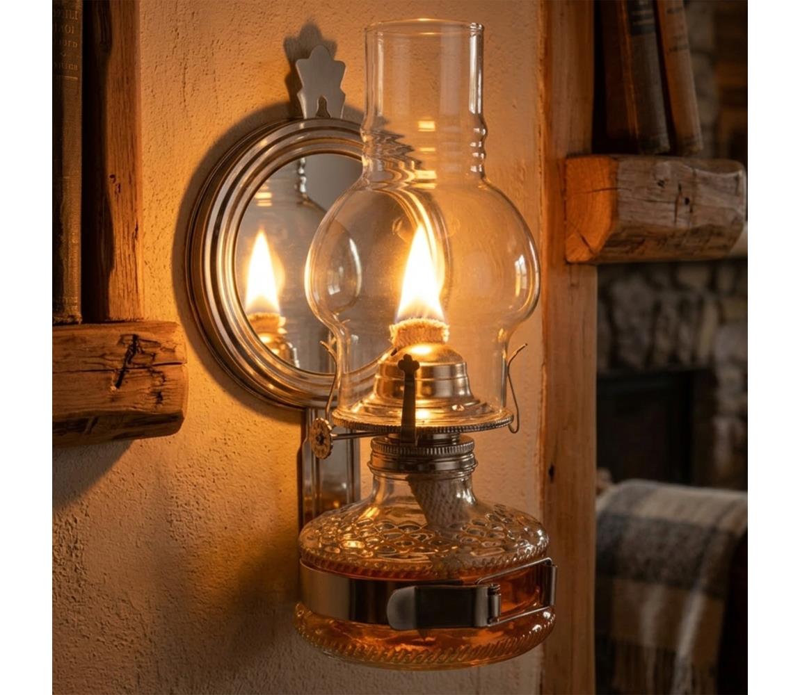 Brilagi - Lampa naftowa z lustrem MERLIN, błyszczący chrom