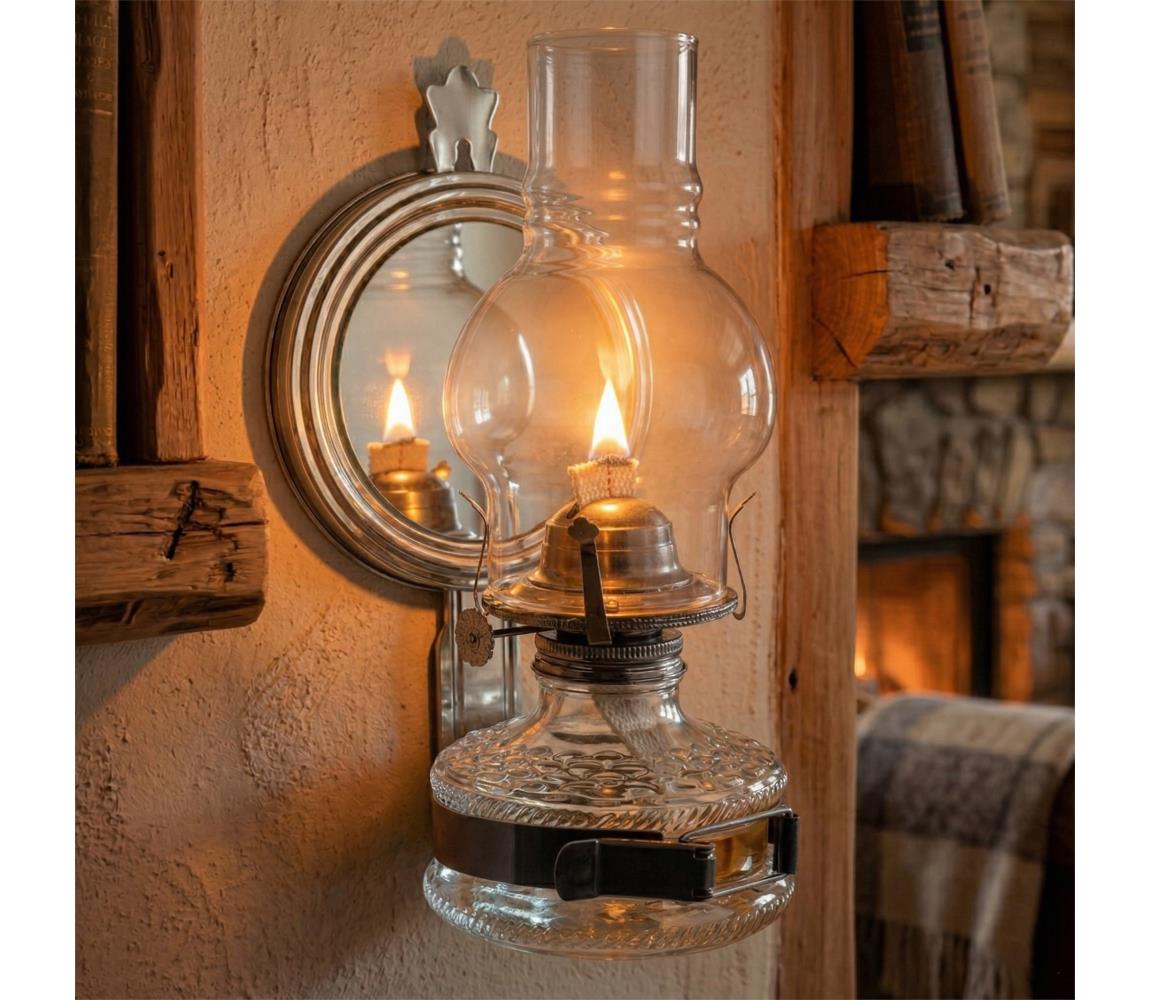 Brilagi - Lampa naftowa z lustrem MERLIN czarny chrom