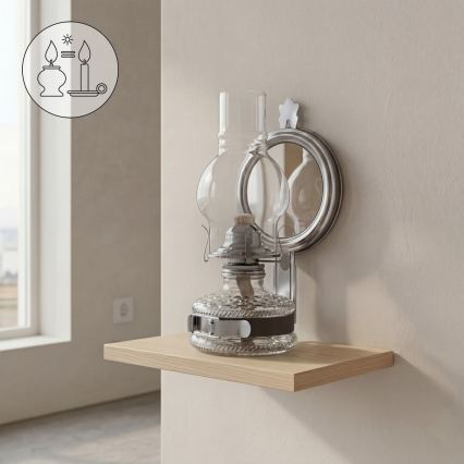 Brilagi - Lampa naftowa z lustrem MERLIN czarny chrom