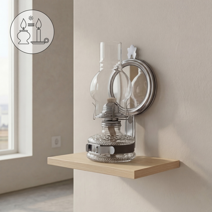 Brilagi - Lampa naftowa z lustrem MERLIN czarny chrom