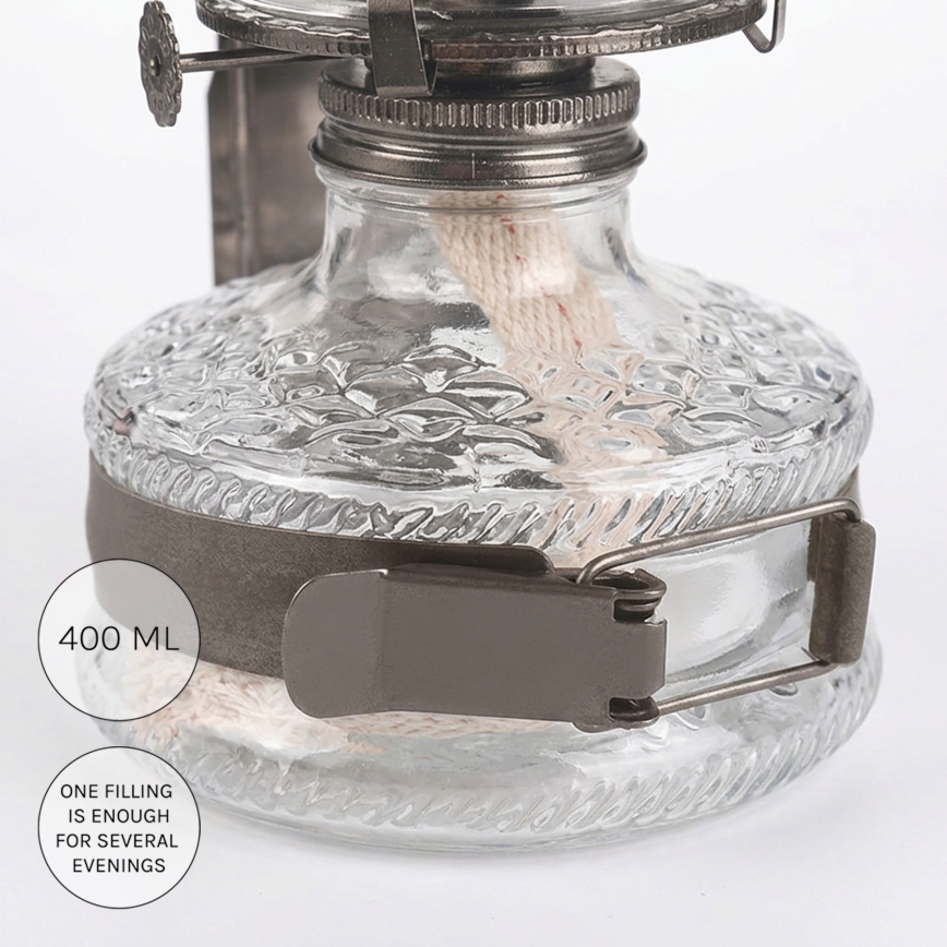 Brilagi - Lampa naftowa z lustrem MERLIN czarny chrom