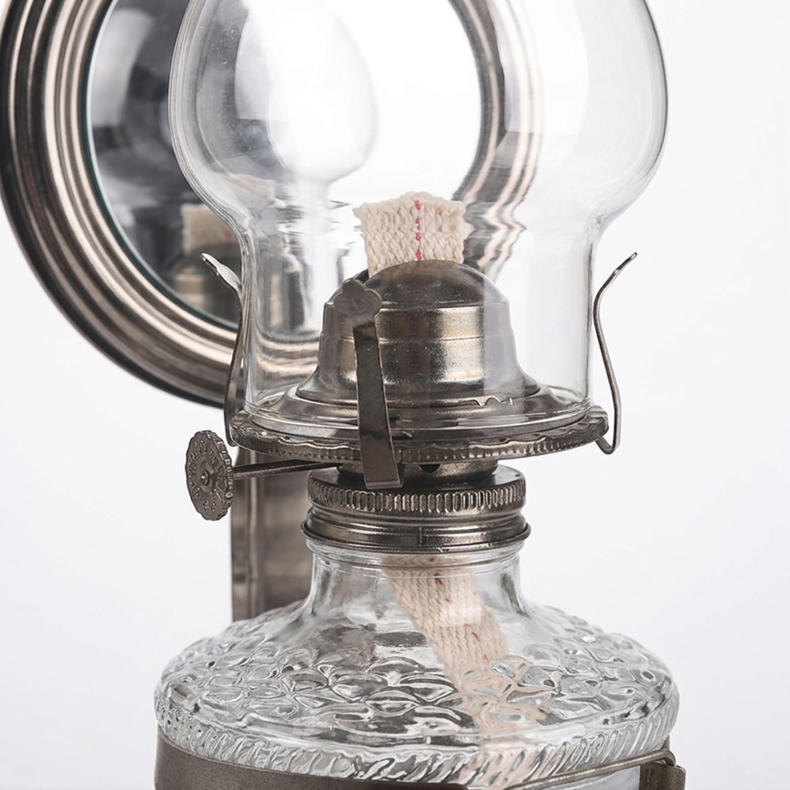 Brilagi - Lampa naftowa z lustrem MERLIN czarny chrom
