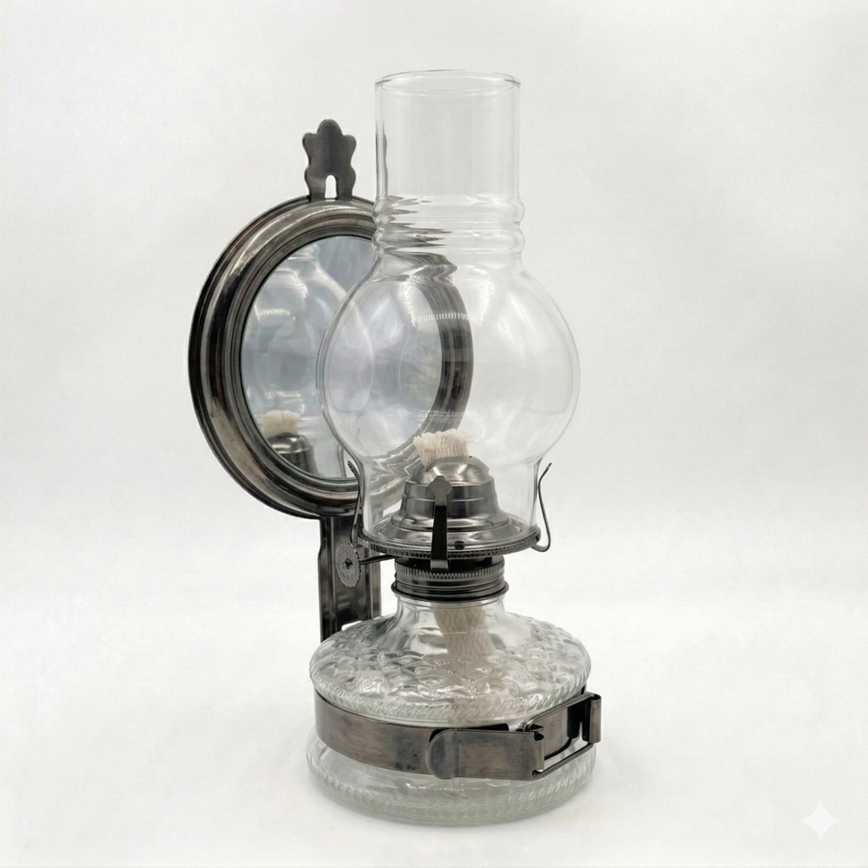 Brilagi - Lampa naftowa z lustrem MERLIN czarny chrom