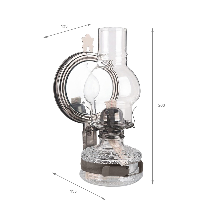 Brilagi - Lampa naftowa z lustrem MERLIN czarny chrom
