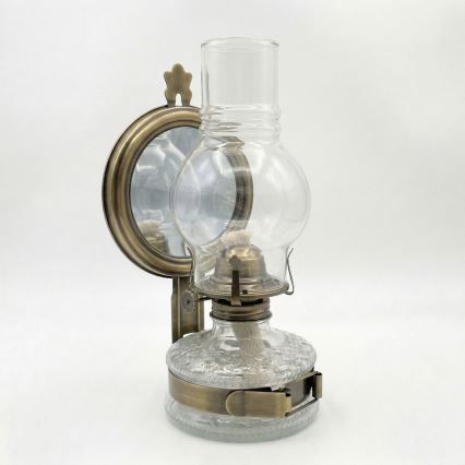 Brilagi - Lampa naftowa z lustrem MERLIN złota/patyna