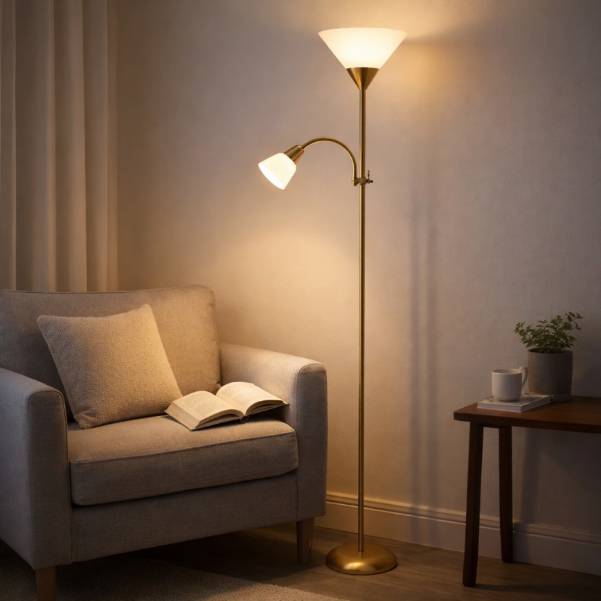 Brilagi - Lampa podłogowa ARIANA 1xE27/100W/230V + 1xE14/25W złota