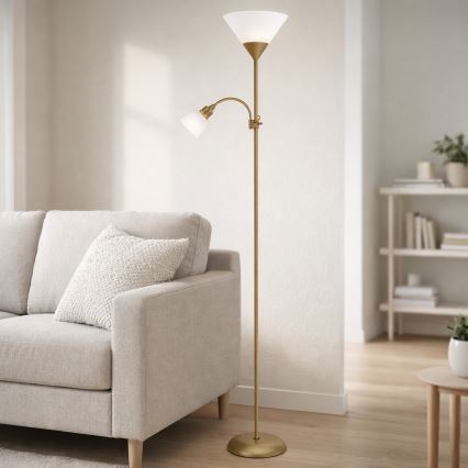 Brilagi - Lampa podłogowa ARIANA 1xE27/100W/230V + 1xE14/25W złota