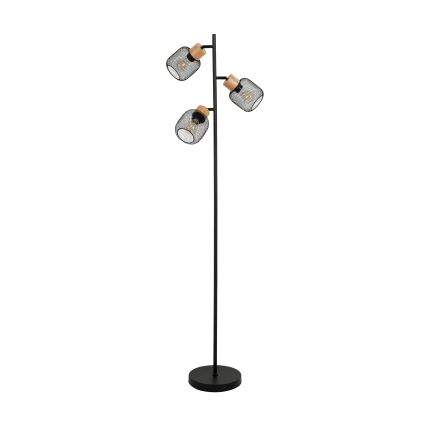 Brilagi - Lampa podłogowa BASKLITE 3xE14/15W/230V drewno kauczukowe/czarny