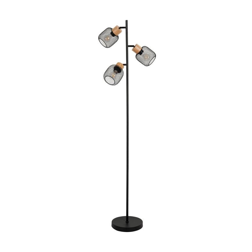 Brilagi - Lampa podłogowa BASKLITE 3xE14/15W/230V drewno kauczukowe/czarny