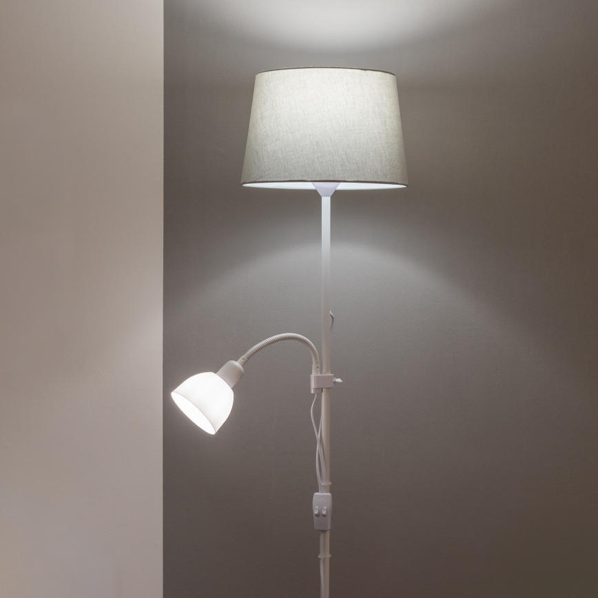 Brilagi - Lampa podłogowa CERIA 1xE27/100W/230V + 1xE14/25W biała/szara