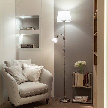 Brilagi - Lampa podłogowa CERIA 1xE27/100W/230V + 1xE14/25W matowy chrom/biały