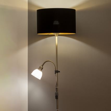 Brilagi - Lampa podłogowa CERIA 1xE27/100W/230V + 1xE14/25W matowy chrom/czarny