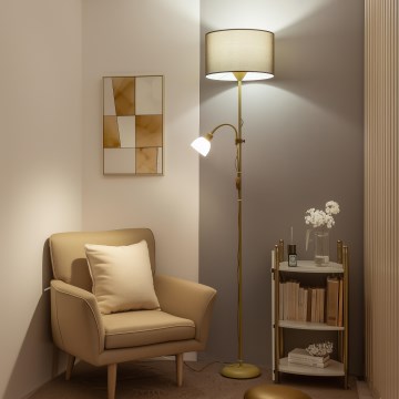 Brilagi - Lampa podłogowa CERIA 2 w 1 1xE27/100W/230V + 1xE14/25W złota/brązowa