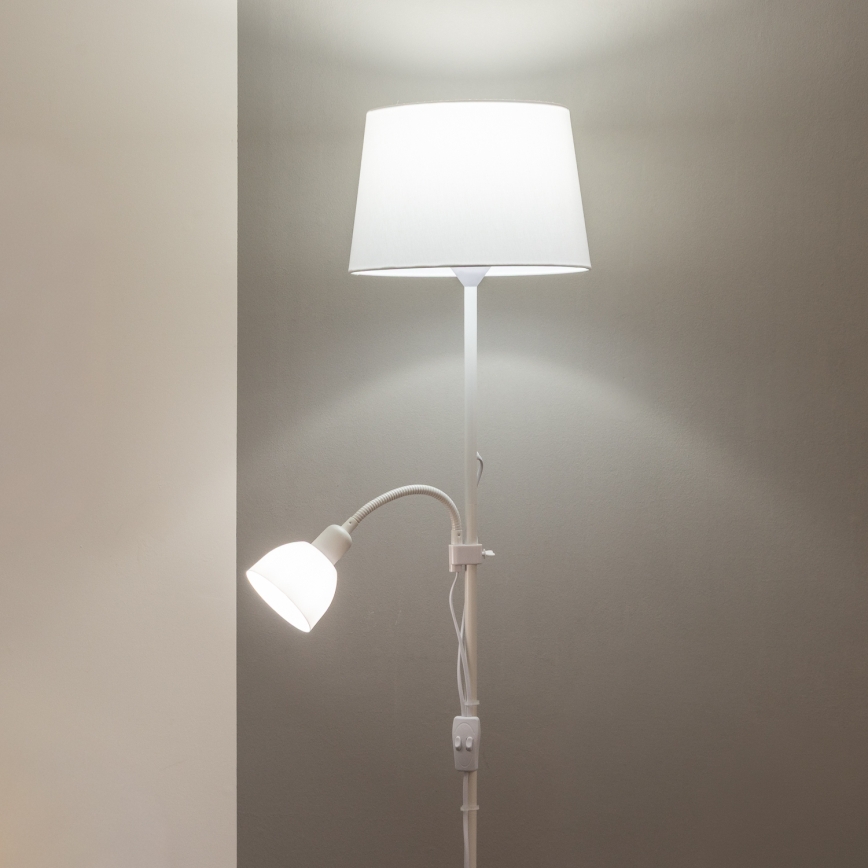 Brilagi - Lampa podłogowa CERIA 2w1 1xE27/100W/230V + 1xE14/25W biała