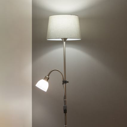 Brilagi - Lampa podłogowa CERIA 2w1 1xE27/100W/230V + 1xE14/25W matowy chrom/szary