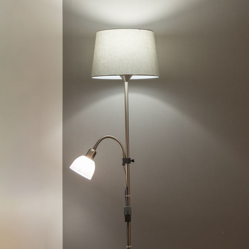 Brilagi - Lampa podłogowa CERIA 2w1 1xE27/100W/230V + 1xE14/25W matowy chrom/szary