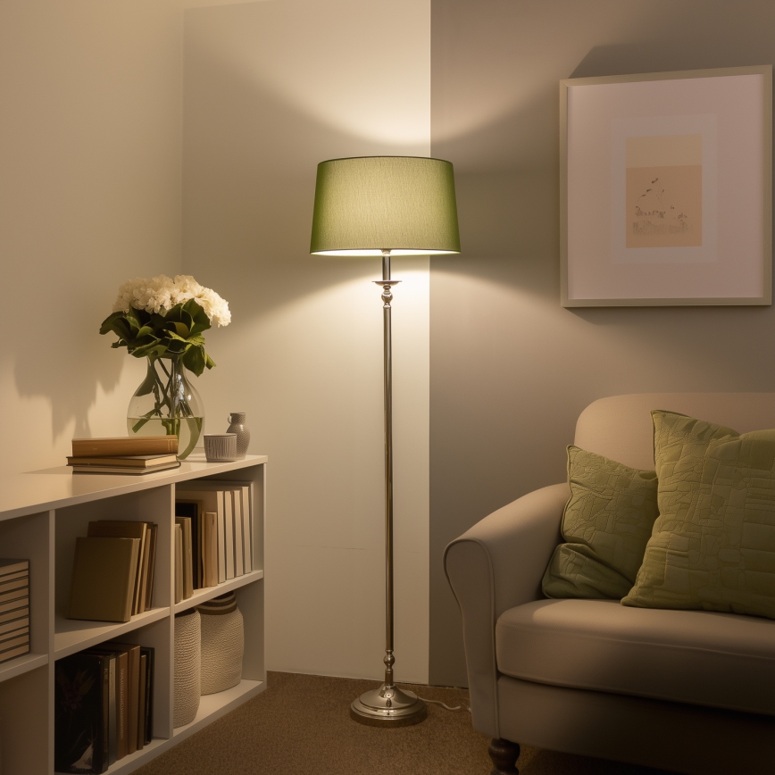 Brilagi - Lampa podłogowa LED CERIA 1xE27/60W/230V śr. 45 cm, chrom błyszczący / zielony