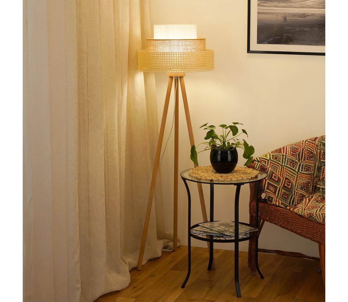Brilagi - Lampa podłogowa CEDAR LUNETA 1xE27/15W/230V beżowe/brązowe/kremowy