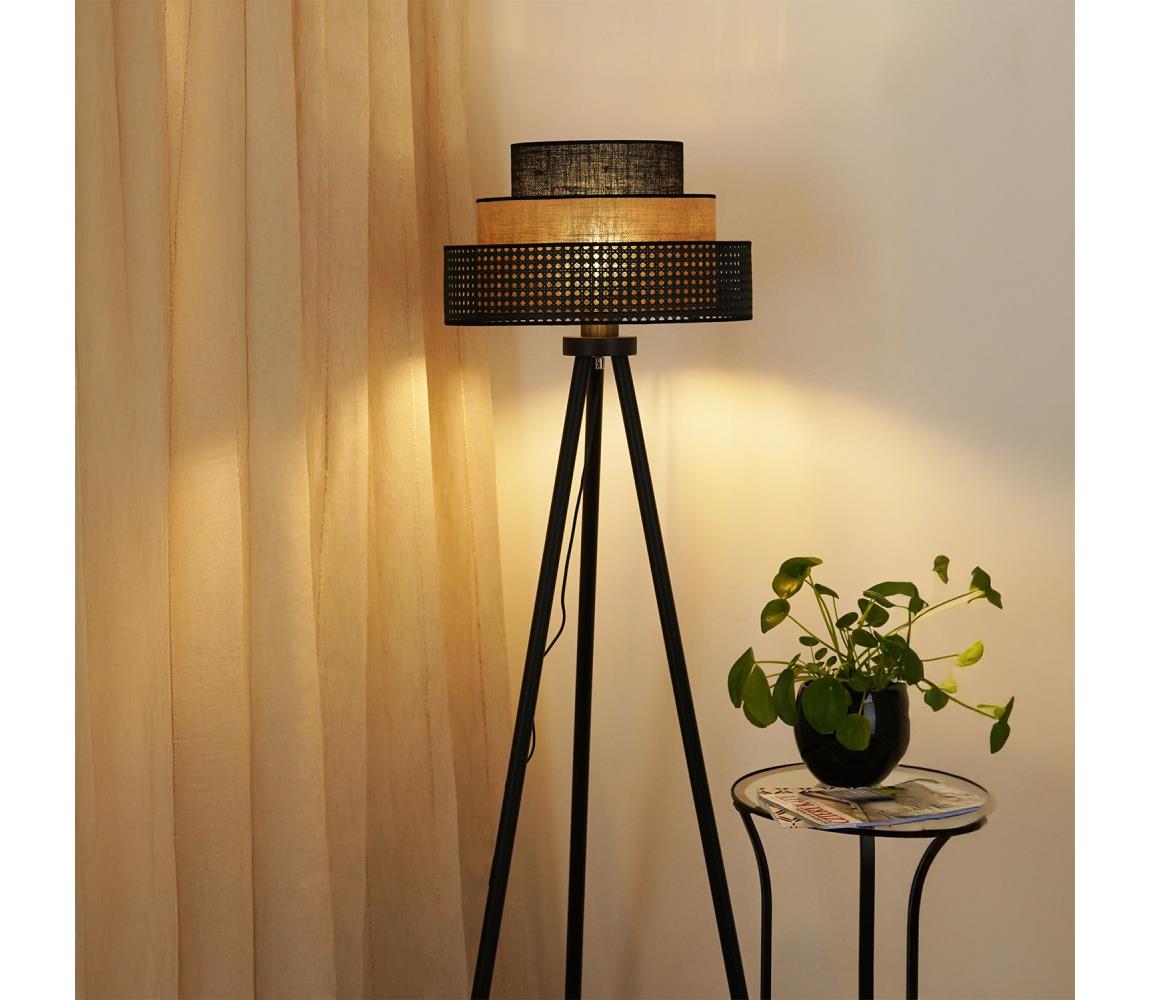 Brilagi - Lampa podłogowa DAKOTA LUNETA 1xE27/15W/230V czarna/beżowa