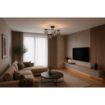 BRILAGI - Lampa przysufitowa DIOR 4xE27/60W/230V czarna/przydymiona szara