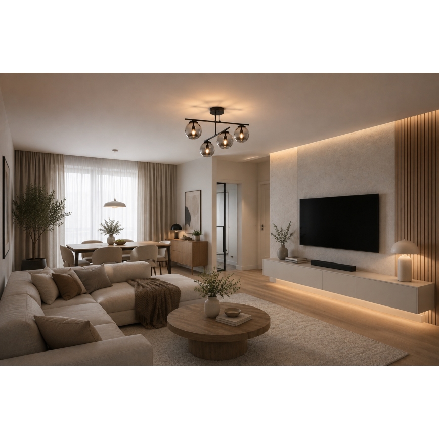 BRILAGI - Lampa przysufitowa DIOR 4xE27/60W/230V czarna/przydymiona szara