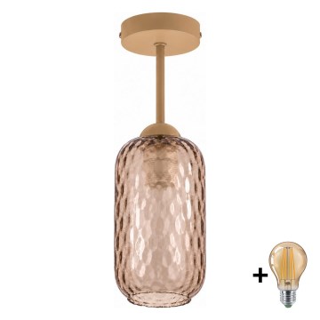 BRILAGI - Lampa przysufitowa LED RETRO GLASS 1xE27/60W/230V śr. 14 cm beżowy/przydymiony brąz