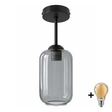 BRILAGI - Lampa przysufitowa LED RETRO GLASS 1xE27/60W/230V śr. 14 cm czarny/dymny szary