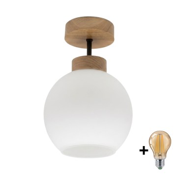 BRILAGI - Lampa przysufitowa LED RETRO GLASS 1xE27/60W/230V śr. 15 cm dąb/biała