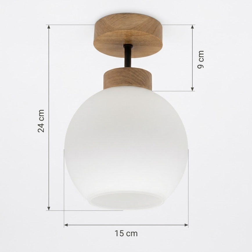 BRILAGI - Lampa przysufitowa LED RETRO GLASS 1xE27/60W/230V śr. 15 cm dąb/biała