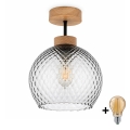 BRILAGI - lampa przysufitowa LED RETRO GLASS 1xE27/60W/230V Ø 25 cm dąb/dymnoszary