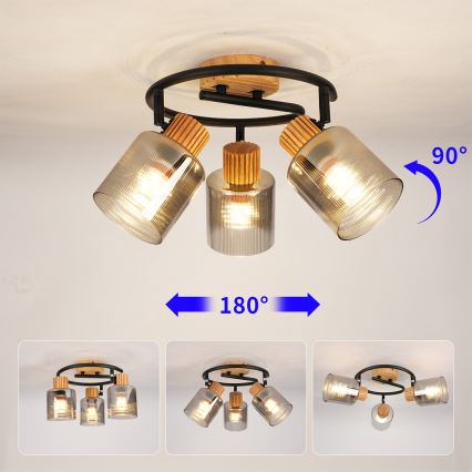 Brilagi - Lampa punktowa HYGGE 3xE14/15W/230V drewno/dymione
