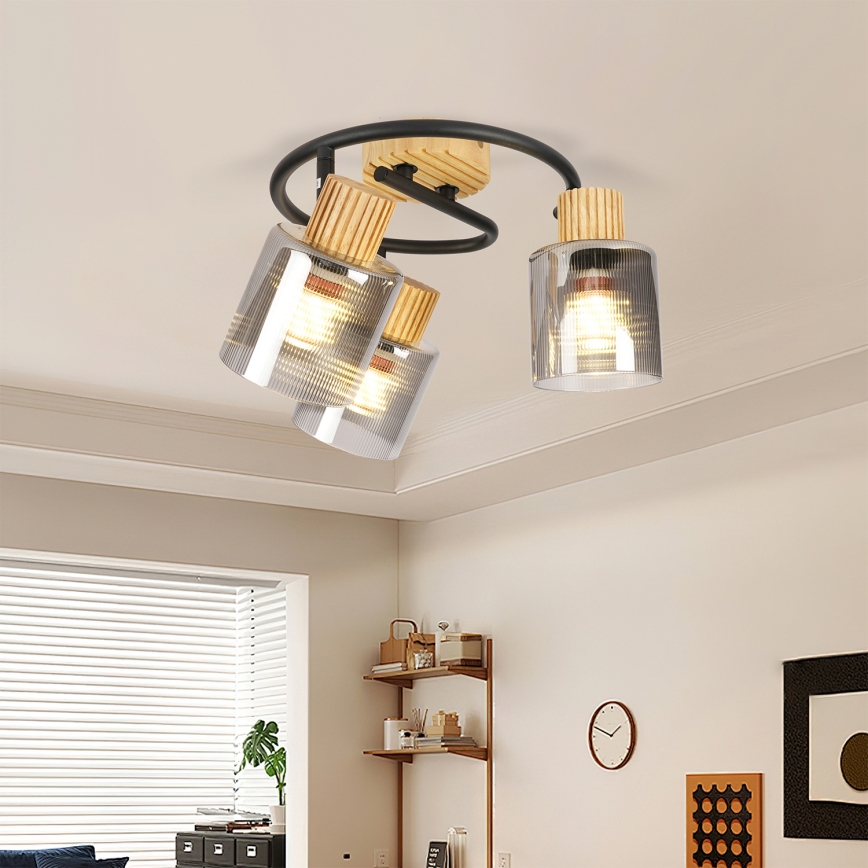 Brilagi - Lampa punktowa HYGGE 3xE14/15W/230V drewno/dymione