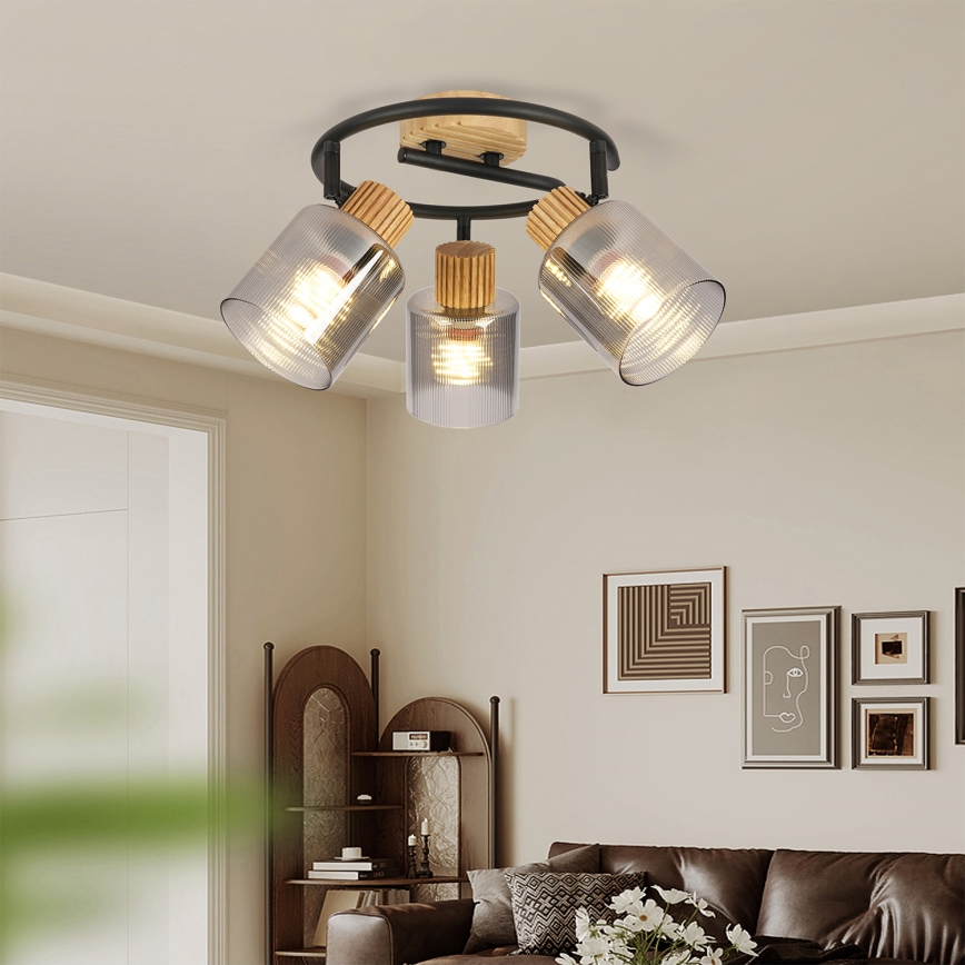 Brilagi - Lampa punktowa HYGGE 3xE14/15W/230V drewno/dymione