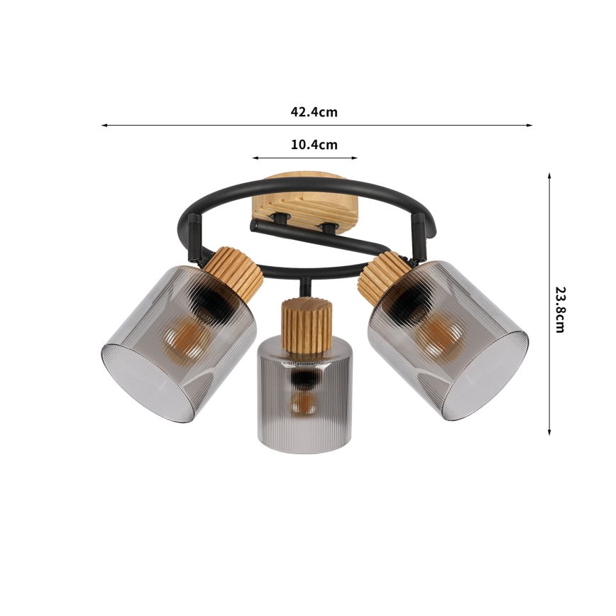 Brilagi - Lampa punktowa HYGGE 3xE14/15W/230V drewno/dymione