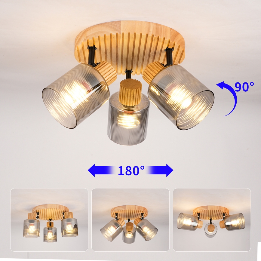 Brilagi - Lampa punktowa HYGGE 3xE14/15W/230V drewno/dymione
