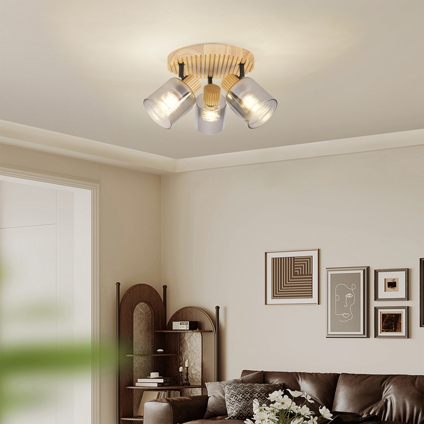 Brilagi - Lampa punktowa HYGGE 3xE14/15W/230V drewno/dymione