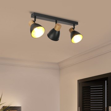 Brilagi - Lampa punktowa ODENSE 3xE14/10W/230V drewno kauczukowe/czarny