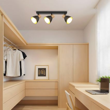 Brilagi - Lampa punktowa ODENSE 3xE14/10W/230V drewno kauczukowe/czarny