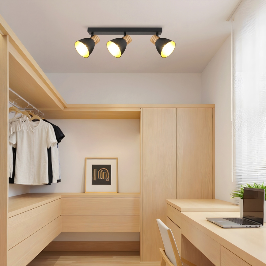 Brilagi - Lampa punktowa ODENSE 3xE14/10W/230V drewno kauczukowe/czarny