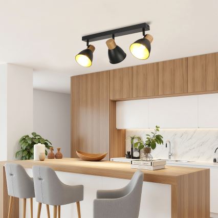 Brilagi - Lampa punktowa ODENSE 3xE14/10W/230V drewno kauczukowe/czarny