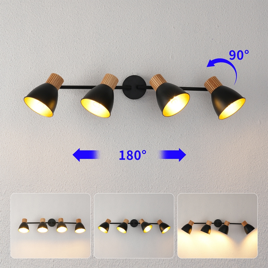 Brilagi - Lampa punktowa ODENSE 4xE14/10W/230V drewno/czarny