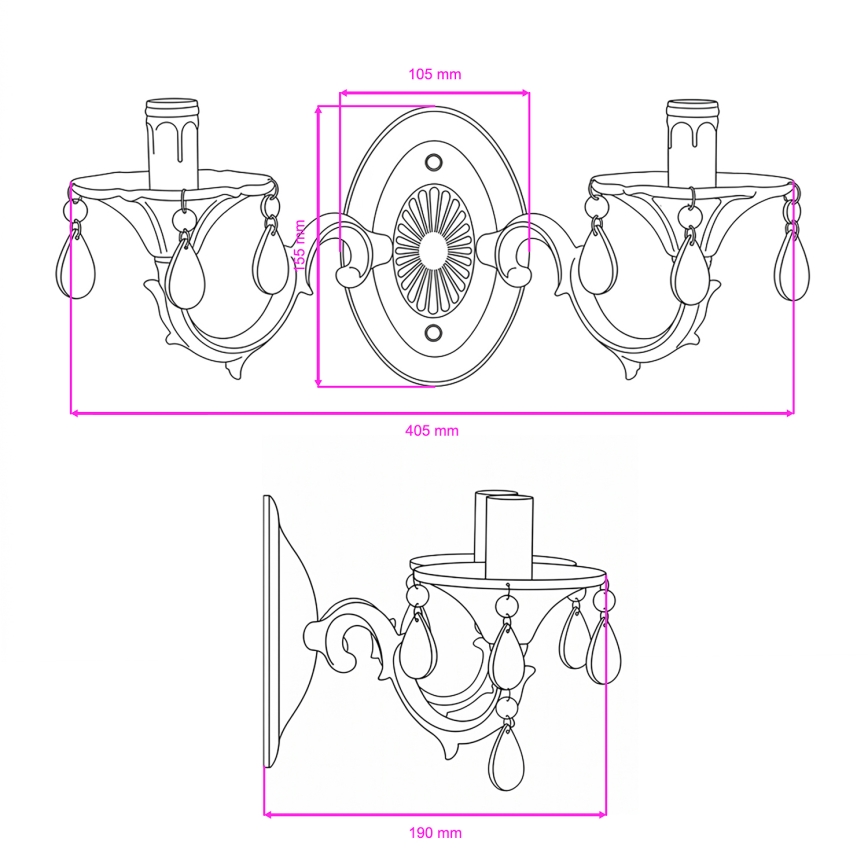 BRILAGI - Lampa ścienna CLASSIC 2xE14/10W/230V kremowa/patyna