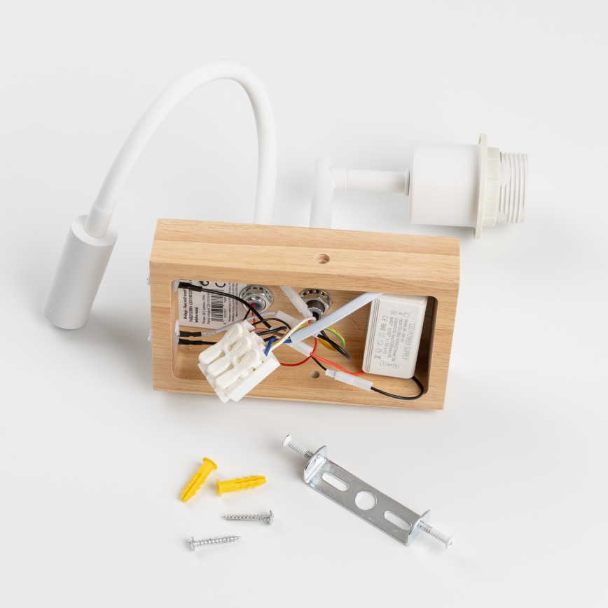 Brilagi - LED giętna lampa ścienna NUBILA WOOD 1xE27/25W/230V + LED/3W dąb/biały/żółty