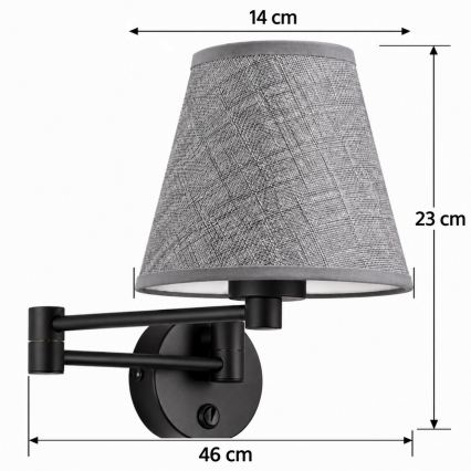 BRILAGI - Lampa ścienna NUBILA 1xE27/15W/230V szara/czarna