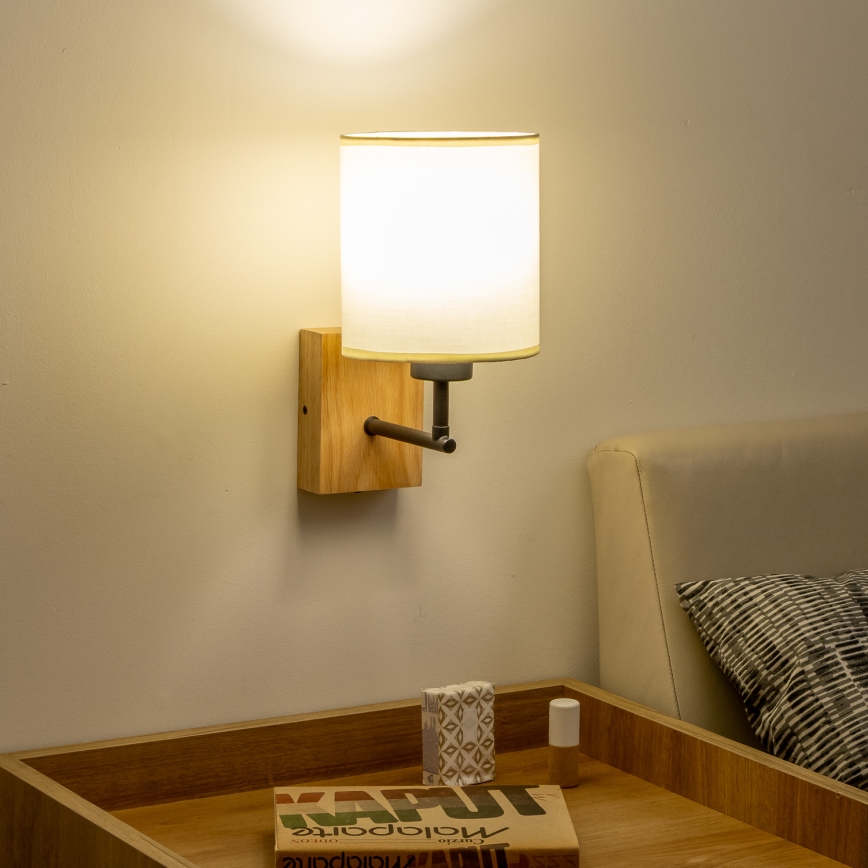 Brilagi - Lampa ścienna NUBILA WOOD 1xE27/25W/230V dąb/czarny/kremowy
