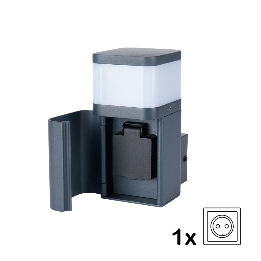 Brilagi - Zewnętrzna lampa ścienna z gniazdem SCHUKO PILLAR 1xG9/11W/230V IP44 antracyt