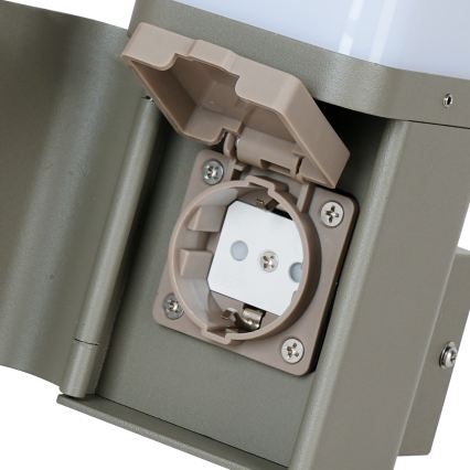 BRILAGI - Kinkiet zewnętrzny z gniazdem SCHUKO PILLAR 1xG9/11W/230V IP44 szary