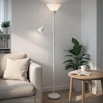 Brilagi - Lampa stojąca ARIANA 1xE27/100W/230V + 1xE14/25W biała