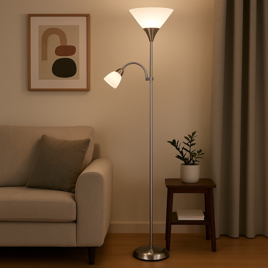 Brilagi - Lampa stojąca ARIANA 1xE27/100W/230V + 1xE14/25W matowy chrom